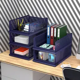 Kuber Industries Blue 5 Pieces Regular Desk Organiser-40