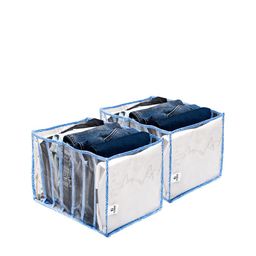 Kuber Industries Blue & White 2 Pieces Foldable 7 Grided Drawer Organizers-42