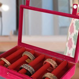 Kuber Industries 2-Pcs Blue & Pink 5-Rods Wooden Bangle Box Organizers-image-16
