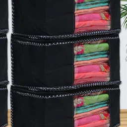 Kuber Industries Black 6-Pieces Foldable Non-Woven Multi-Utility Organisers-55