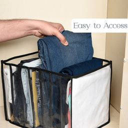 Kuber Industries Black & White 2 Pieces Foldable 7 Grided Drawer Organizers-16