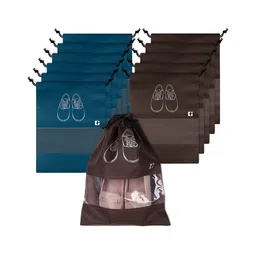Kuber Industries 12 Pcs Non-Woven Shoe Cover Bags with Transparent Window-71