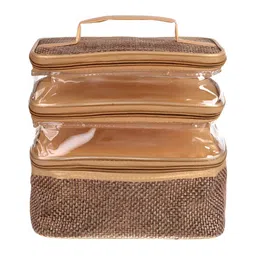 Kuber Industries Gold-Toned 3 Layer Makeup Organiser-55