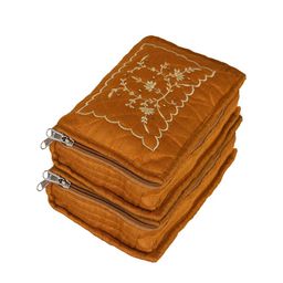Kuber Industries Set Of 2 Mustard Embroidered Jewellery Organisers-55