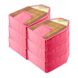 Kuber Industries Pink & Transparent 6 Pieces Reusable Multi-Utility Organisers-23