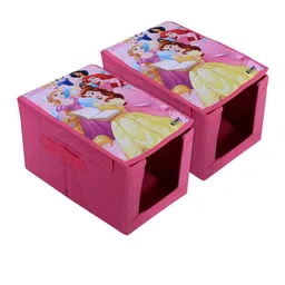 Kuber Industries 2 Pieces Pink & Yellow Printed Non-Woven Shirt Stacker With Lid-20