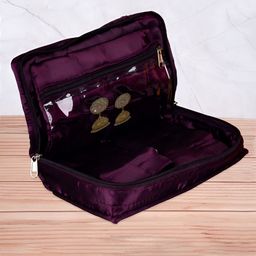 Kuber Industries Burgundy Satin Moti Beads Jewellery Organiser-40