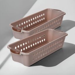Kuber Industries Peach-Coloured 2 Pieces Textured Multi-Utility Organisers-17