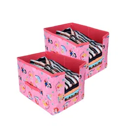 Kuber Industries Pink 2 Pieces Printed Non Woven Organisers-9