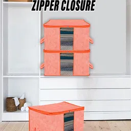 Kuber Industries Orange 6 Pieces Printed Saree Organisers-14