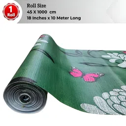 LooMantha Green & Pink Floral Printed Water Resistant Shelf Liner-45