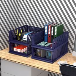 Kuber Industries Blue 4 Pieces Regular Desk Organisers-19
