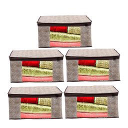 Home Fresh Brown & White 5 Pieces Floral Printed Multi-Utility Organisers-image-84