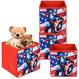Kuber Industries Red & Blue 4 Pieces Marvel Captain America Printed Drawer Organisers-15