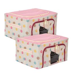 Kuber Industries 2-Pcs Pink Printed Steel Frame Storage Box Organisers-50