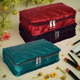 Kuber Industries Red Green 3 Pieces Reusable Jewellery Organisers-3