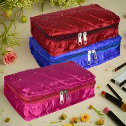 Kuber Industries Pink & Blue 3 Pieces Self Design Reusable Jewellery Organisers-image-18