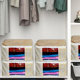 Kuber Industries Yellow 6 Pieces Printed Foldable Non-Woven Multi-Utility Organisers-image-84