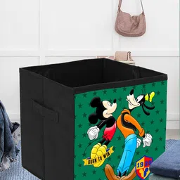 Kuber Industries Set Of 2 Black Printed Foldable Storage Box With Handle-12