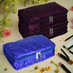 Kuber Industries Blue 3 Pcs Reusable Jewellery Organisers-0