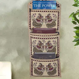 Kuber Industries Cream & Maroon 2 Pieces Printed Cotton Wall Hanging Organizers-image-46