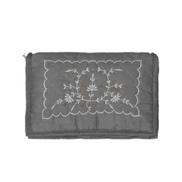 Kuber Industries Set Of 2 Grey Embroidered Jewellery Organisers-15