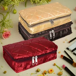 Kuber Industries Brown & Maroon 3 Pieces Reusable Jewellery Organiser-85