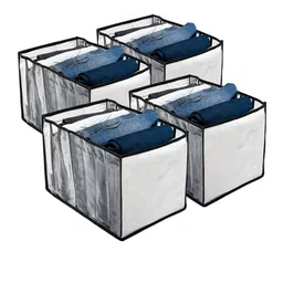 Kuber Industries Black 4 Pieces Foldable 7 Grided Drawer Organizers-52