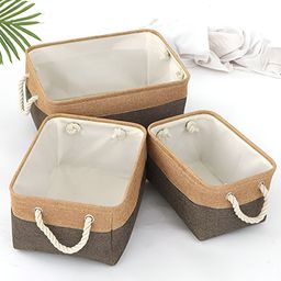 Kuber Industries Beige & Brown 3 Pieces Foldable Multi-Utility Organisers-10