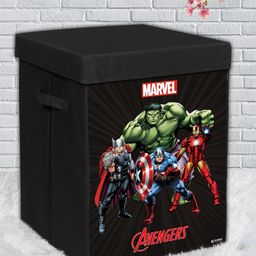 Kuber Industries Set Of 2 Black Marvel Avengers Printed Laundry Basket With Handle-52
