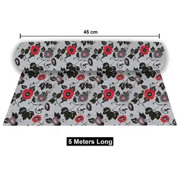 Dakshya Industries Grey & Red Floral Printed Water Resistant Shelf Liner Organiser-18