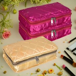 Kuber Industries Pink & Beige 3 Pieces Reusable Jewellery Organiser-5