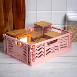 Anko Pink Collapsible & Stackable Crate Organiser-58
