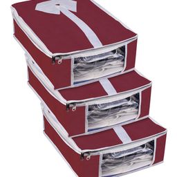 Kuber Industries Maroon 3 Pieces Foldable Shirt Cover With Transparent Window-10