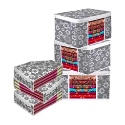 Kuber Industries Grey & White 6 Pieces Printed Multi-Utility Organisers-14