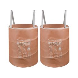 Kuber Industries Peach & Grey 2 Pcs Printed Jute Foldable Laundry Bag-46
