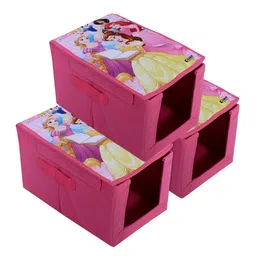Kuber Industries 3 Pcs Pink & Yellow Printed Non-Woven Shirt Stacker With Lid-46