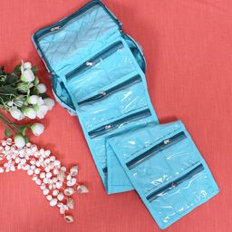 Kuber Industries Blue Printed PVC Foldable Pouch Organisers-92