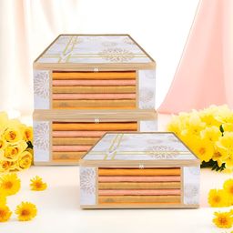 Kuber Industries White & Gold-Toned 3 Pieces Printed Drawer Organiser-30