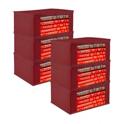 Kuber Industries Maroon 6 Pieces Reusable Saree Organiser-32