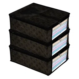 Kuber Industries Black & Gold Toned 3 Pcs Printed Water Resistant Multi-Utility Organisers-88