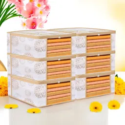 Kuber Industries White 6 Pieces Printed Drawer Organiser-16
