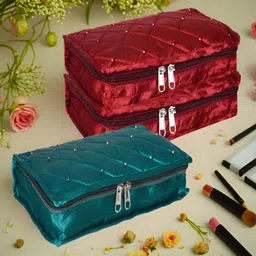 Kuber Industries Green 3 Pieces Reusable Jewellery Organisers-5