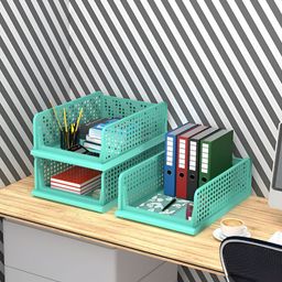 Kuber Industries Green Set of 3 Regular Desk Organiser Organisers-16