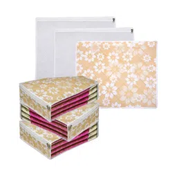 Kuber Industries Gold-Toned & White 6 Pieces Printed Multi-Utility Organisers-2