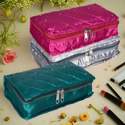 Kuber Industries Pink & Grey 3 Pieces Self Design Reusable Jewellery Organisers-16