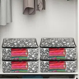 Kuber Industries Black & White 3 Pieces Printed Foldable Multi-Utility Organisers-6