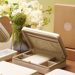 Pure Home and Living Cream Rectangular Shaped Jewellery Box-image-73
