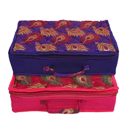 Kuber Industries Set Of 2 Pink & Blue Printed Jewellery Organisers-40