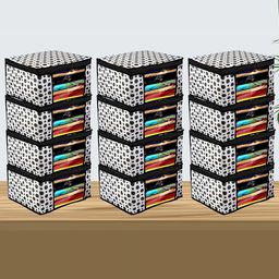 Kuber Industries White & Black 9-Pieces Printed Foldable Multi-Utility Organisers-5